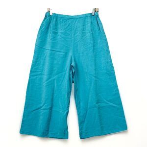 Carol Turner Collection Pants Wide Leg Pull On Women's Medium Turquoise USA Made